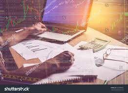 Forex Stock Chart Businesswoman Analyze Stock Stock Photo