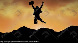 silhouette geschäftsmann springt auf berg während - Lizenzfreies Bild -  #23251573 | Bildagentur PantherMedia
