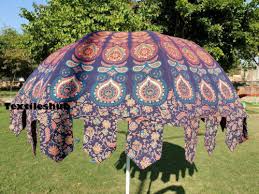 Indian Peacock Patio Umbrella Mandala