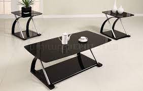 Black Glass Modern 3pc Coffee Table Set