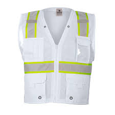 Enhanced Visibility Multi Pocket Mesh White Vest Ml Kishigo