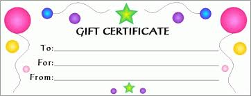 Gift Certificate Template For Kids 208608700072 Free Printable