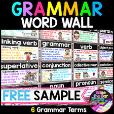 Free Writing Word Wall Grammar Posters Or Flashcards By Raise The