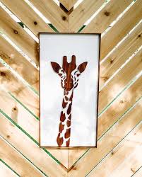 Walnut Giraffe Wall Art Animal Wall Art