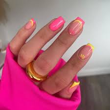 27 neon pink and yellow nails that