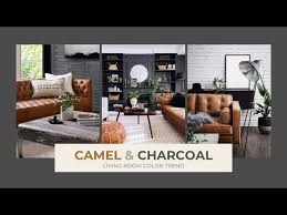 camel tan and charcoal gray living room