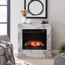 Faux Marble Electric Fireplace