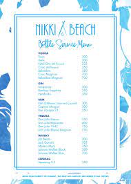 nikki beach bottle menu 1 - Birthday Bottle Service