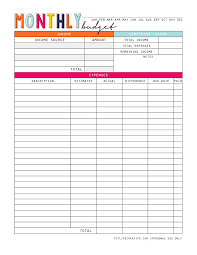 Blank Personal Monthly Budget Spreadsheet Printable