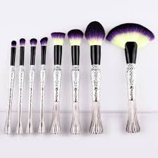 silver makeup brushes 3d bird tail
