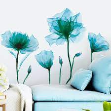Blue Lotus Flower Wall Sticker Elegant