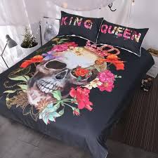 3d king queen sugar skull bedding set
