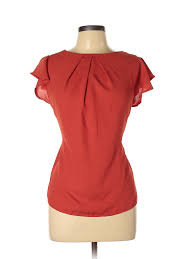 Details About Monteau Women Red Short Sleeve Blouse Xl