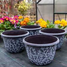 Large Brown White Serenity Planters