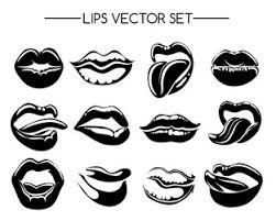 black and white lips kiss vector images