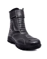 biker boots black leather waterproof