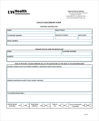 35 Health Assessment Form Templates