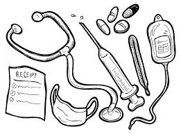 Tranh tô màu dụng cụ bác sĩ cho bé