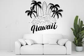 Hawaii Beach Palm Surf Wall Decal Vinyl