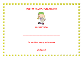 Poetry recitation and memorising is a fun activity that you can engage your kid in. Poetry Recitation Award Teaching Resources