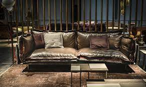 modern leather italian sofa with built