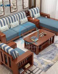 leonard 7 seater wooden l sofa set