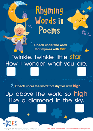 rhyming words in poems worksheet for kids