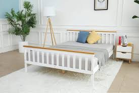 white wooden bed frame offer wowcher