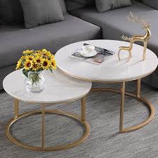 2 Round Nesting Tables Marble Round