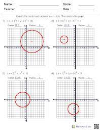 Conic Sections Worksheets Algebra