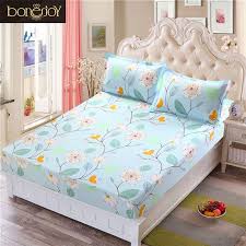 Bed Sheet With Case Blue Flower Printed