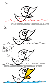 Learn how to draw a duck with our simple and step by step video guide in under 2 minutes. How To Draw Cartoon Duck On Water From Cursive Letter F Drawing Tutorial For Kids How To Draw Step By Step Drawing Tutorials