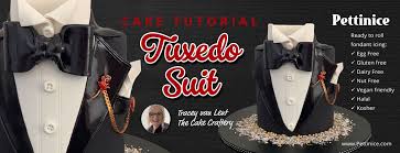 Do you need a pocket square with a tuxedo? Pettinice Tuxedo Suit Cake Tutorial