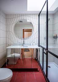 red bathroom floor tiles interior