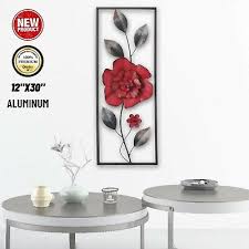 Red Flower Wall Mount Rustic Fl