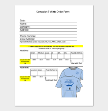 T Shirt Order Form Template 17 Word Excel Pdf