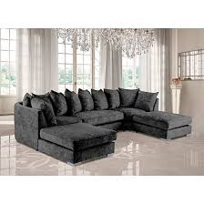 chenille fabric corner sofa in charcoal