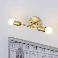 2 light brushed gold wall sconce modern