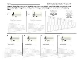 Bell Mallet Percussion Note Bar Identification Sheet For Band Beginners