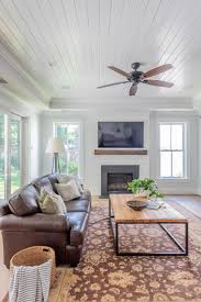 Family Room With Shiplap Walls Ceiling