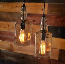 Rustic Pulley Pendant Light With Whiskey Bottles Id Lights