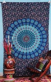 Tapestries Blue White Indian Droplet