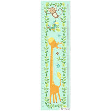 Jungle Friends Growth Chart Panel 12in X 44in Turquoise