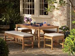 Backless Bench Dining Set On Patio