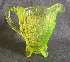 vintage vaseline glass pitcher