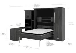 Wall Murphy Bed With Desk Dark Grey