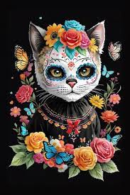 cute cat with sugar skull makeup day