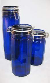 cobalt blue canisters vacuum sealed