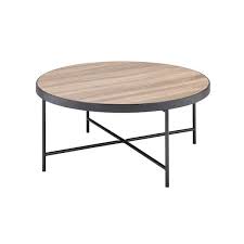 wateday 32 oak round wood coffee table with metal legs brown