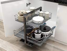 2 tier pull out rack w wire basket